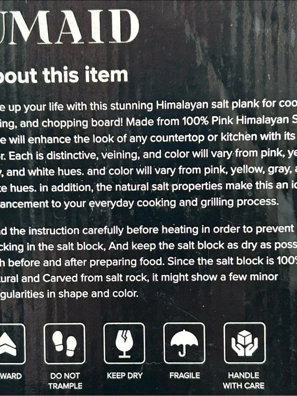 Pink Himalayan Salt Block Cooking Plate with Metal Iron Tray